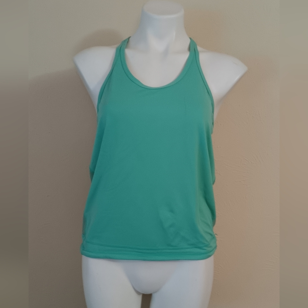 Lululemon Athletic Racerback Top Mesh Woven Back Workout Elastic Waist Sz 8 - Picture 4 of 10